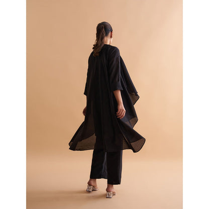 Vaaya The Waterfall Ensemble Jacket with Top and Pant - Black (Set of 3)