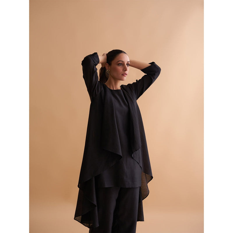 Vaaya The Waterfall Ensemble Jacket with Top and Pant - Black (Set of 3)