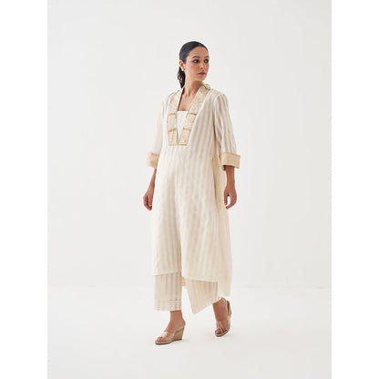 Vaaya The Chandani Silk Chanderi Ensemble With Woven Banarasi Kurta with Palazzo (Set of 2)