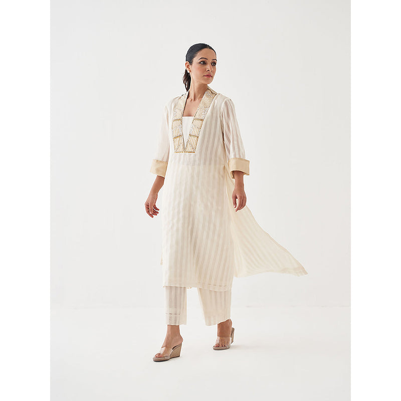 Vaaya The Chandani Silk Chanderi Ensemble With Woven Banarasi Kurta with Palazzo (Set of 2)