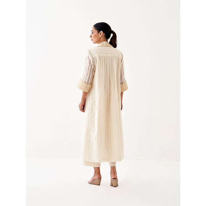 Vaaya The Chandani Silk Chanderi Ensemble With Woven Banarasi Kurta with Palazzo (Set of 2)