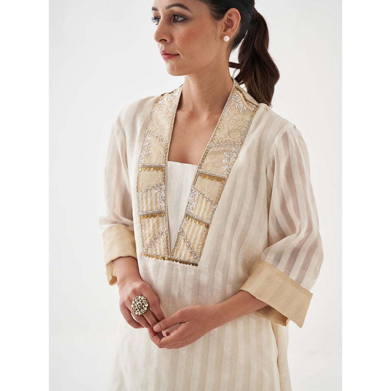 Vaaya The Chandani Silk Chanderi Ensemble With Woven Banarasi Kurta with Palazzo (Set of 2)