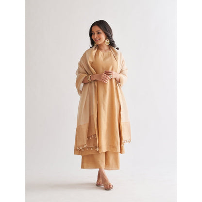 Vaaya Gold Pure Handwoven Silk Kurta with Palazzo (Set of 2)