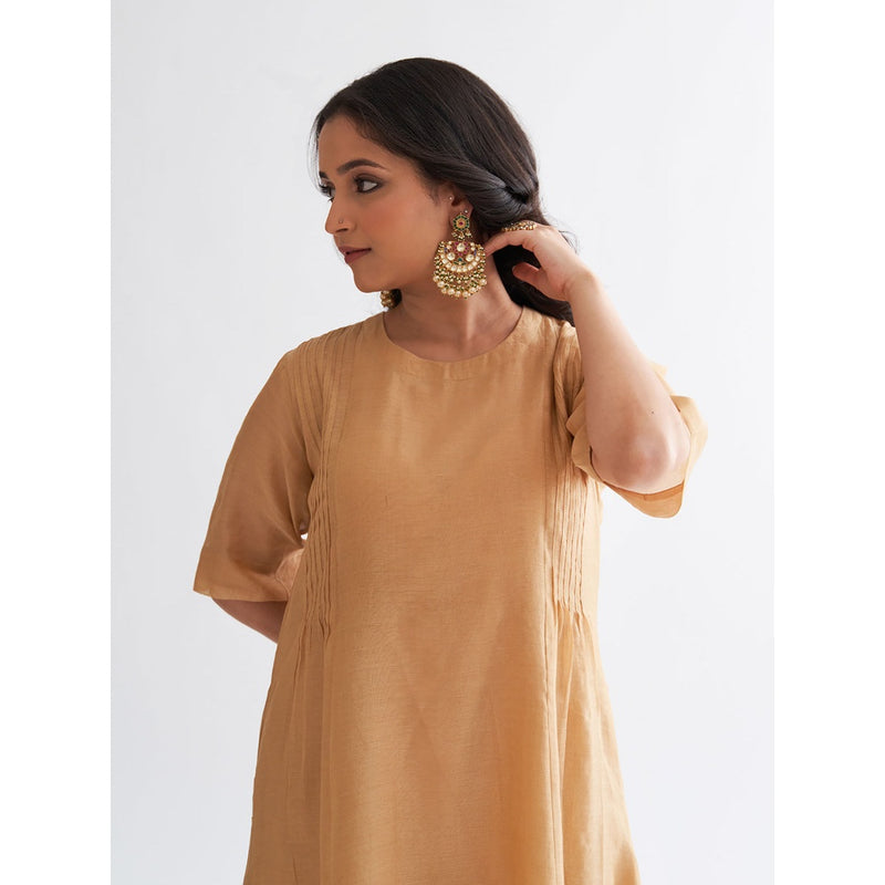 Vaaya Gold Pure Handwoven Silk Kurta with Palazzo (Set of 2)