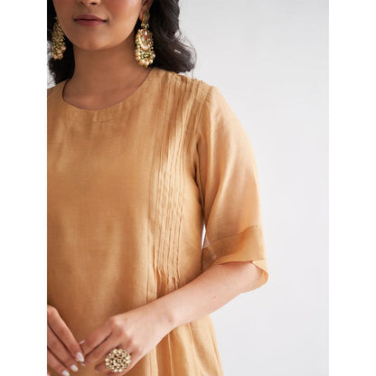 Vaaya Gold Pure Handwoven Silk Kurta with Palazzo (Set of 2)