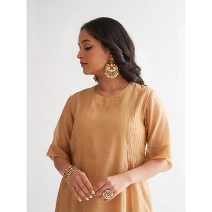 Vaaya Gold Pure Handwoven Silk Kurta with Palazzo (Set of 2)