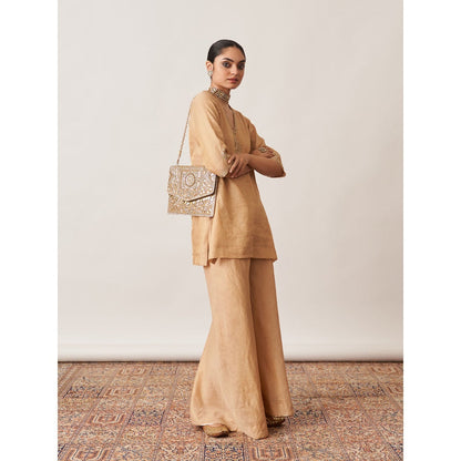 Vaaya Gold Pure Handwoven Silk Kurta with Palazzo (Set of 2)