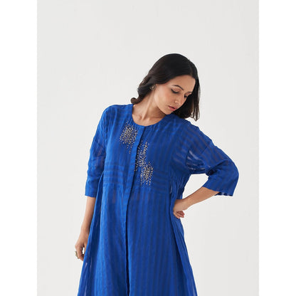 Vaaya Blue Pure Silk Chander Kurta with Pant (Set of 2)