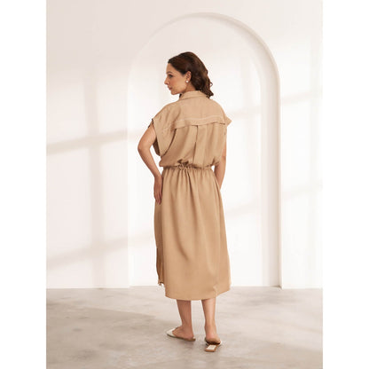 Vaaya The Brown Dune Tencel Midi Dress