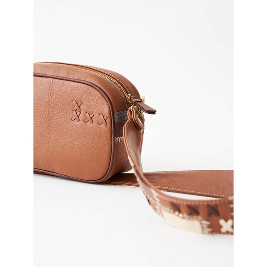 Vaaya Tan Dash & Dot Crossbody Sling Bag With Detachable Straps
