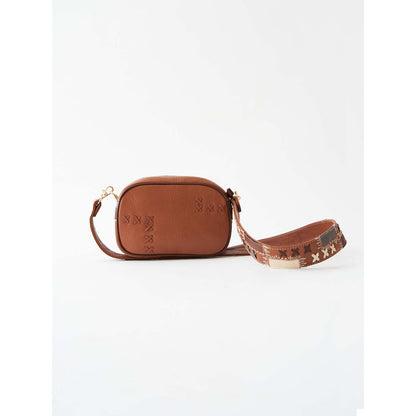 Vaaya Tan Dash & Dot Crossbody Sling Bag With Detachable Straps