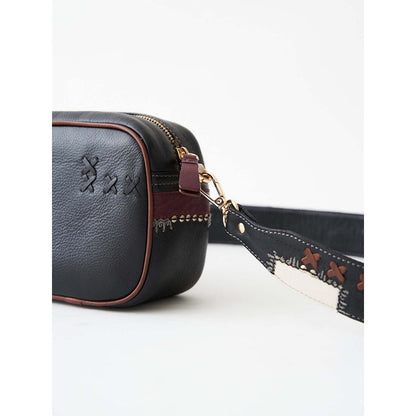 Vaaya Black Dash & Dot Crossbody Sling Bag With Detachable Straps