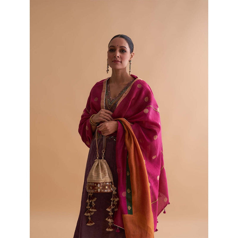 Vaaya Beige The Veda Potli Bag With Detachable Straps