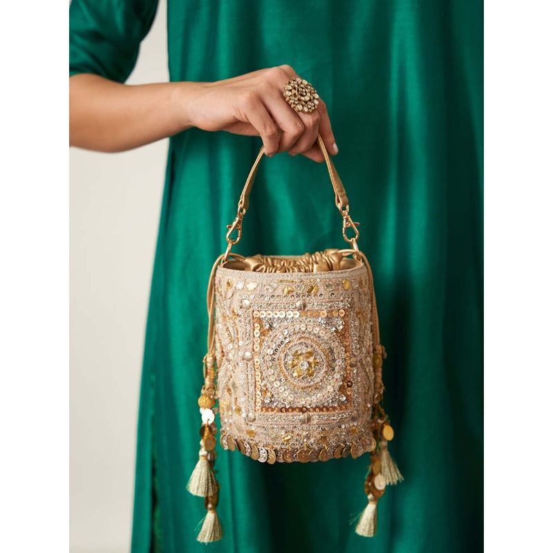 Vaaya Gold The Maharani Potli Bag With Detachable Straps