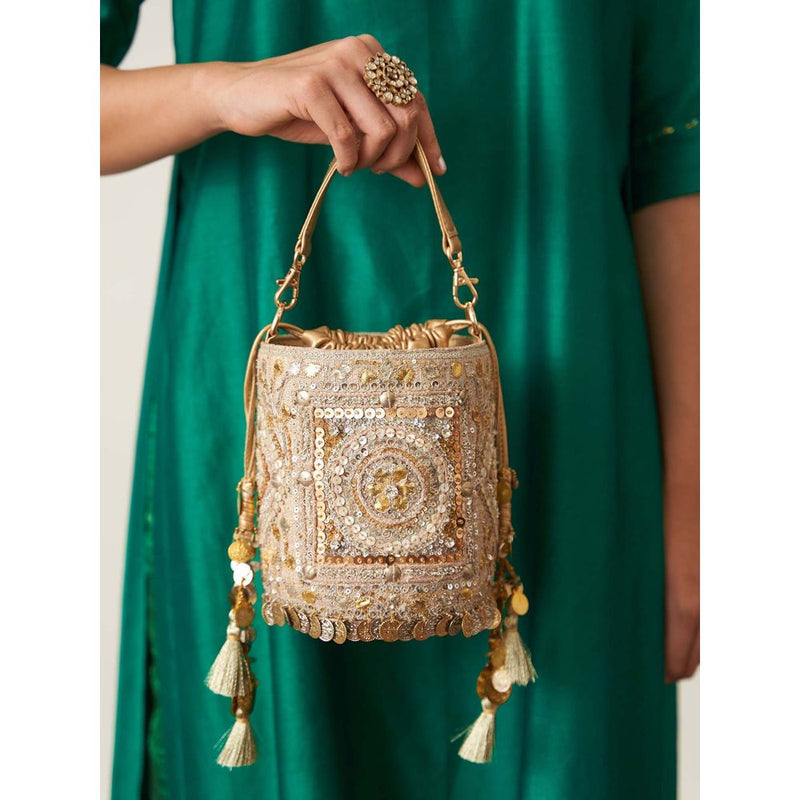 Vaaya Gold The Maharani Potli Bag With Detachable Straps