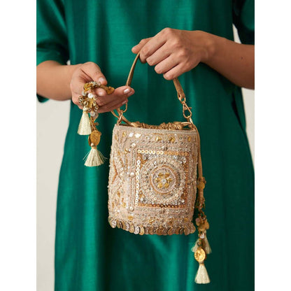 Vaaya Gold The Maharani Potli Bag With Detachable Straps