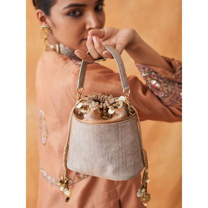 Vaaya Grey The Luna Potli Bag With Detachable Straps