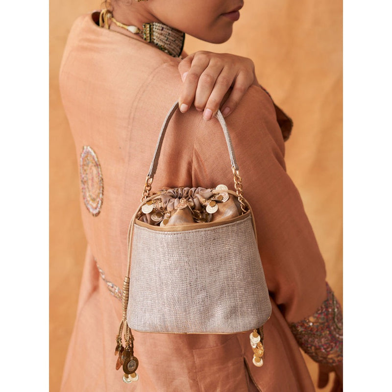 Vaaya Grey The Luna Potli Bag With Detachable Straps