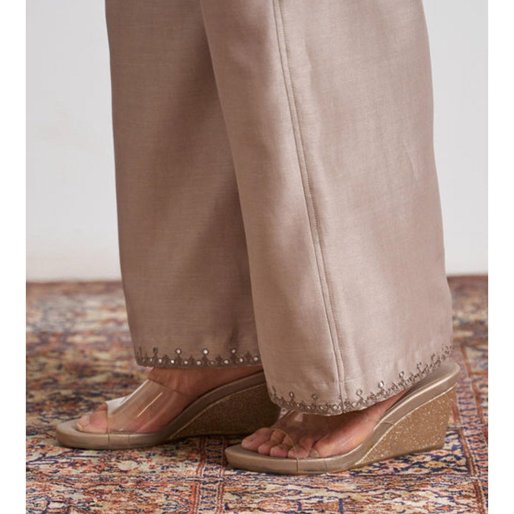 Vaaya Grey Silk Chanderi Pants with Handwork