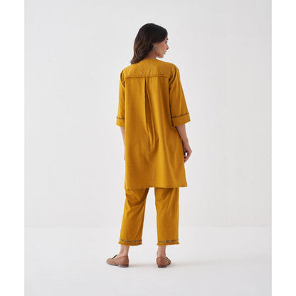 Vaaya Sun Yellow Handwoven Cotton with Handwork Co-Ord Set