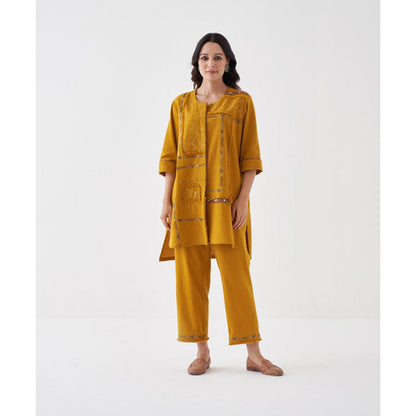 Vaaya Sun Yellow Handwoven Cotton with Handwork Co-Ord Set