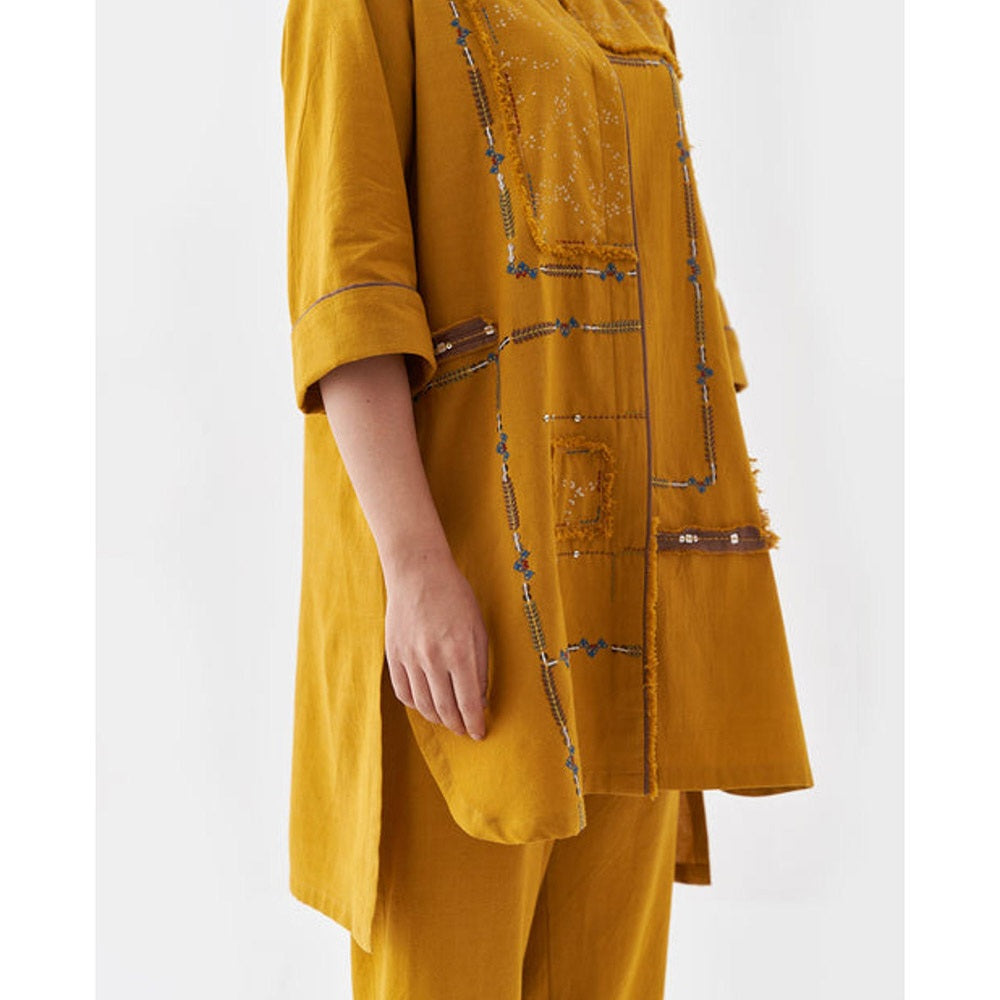 Vaaya Sun Yellow Handwoven Cotton with Handwork Co-Ord Set