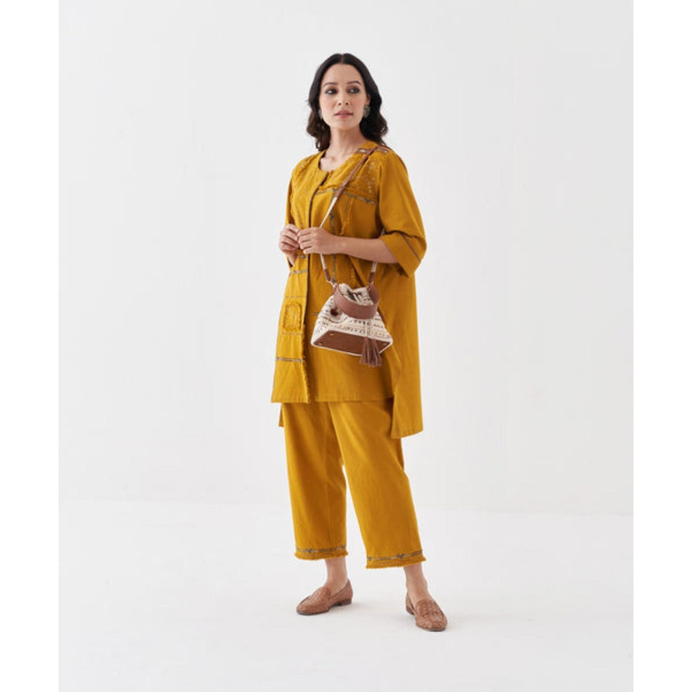 Vaaya Sun Yellow Handwoven Cotton with Handwork Co-Ord Set