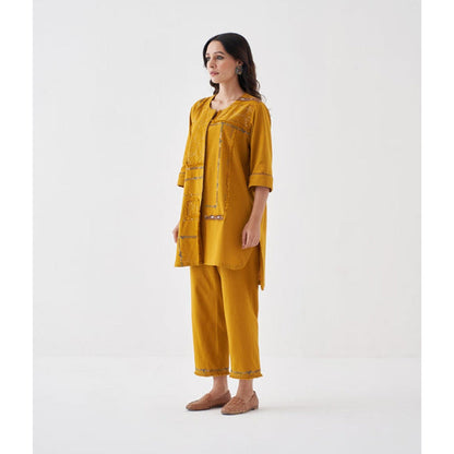 Vaaya Sun Yellow Handwoven Cotton with Handwork Co-Ord Set