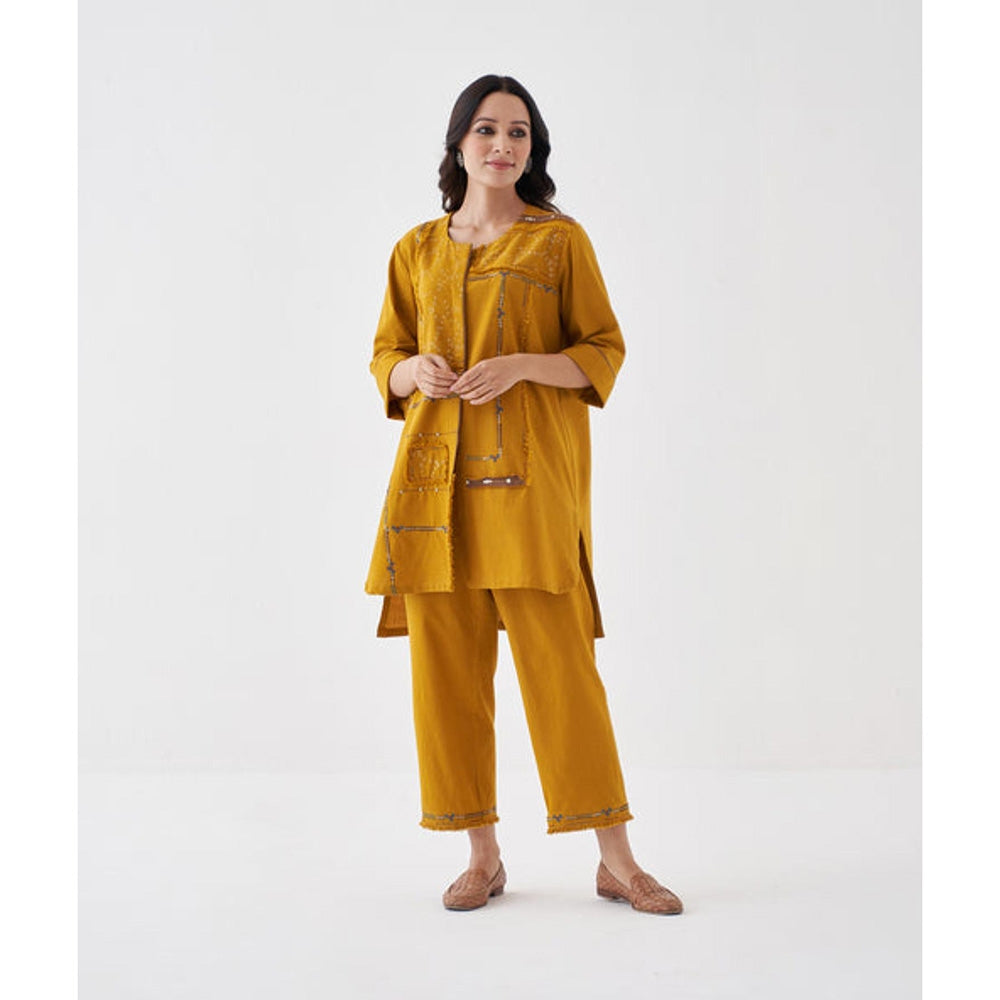 Vaaya Sun Yellow Handwoven Cotton with Handwork Co-Ord Set