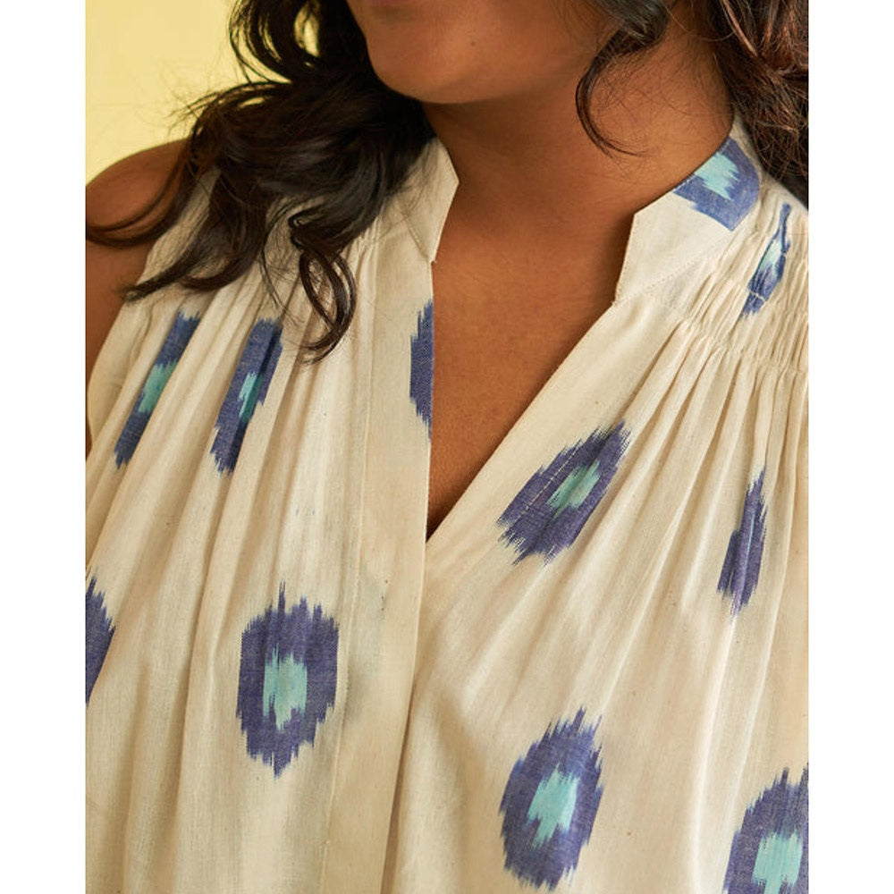 Vaaya Dotty Blue Handwoven Cotton Co-Ord Set