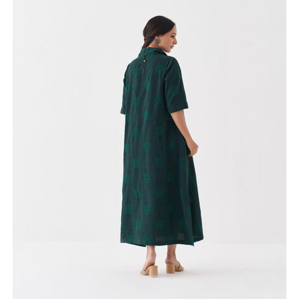 Vaaya Emerald and Black Polka Dot Cowl Neck Maxi Dress