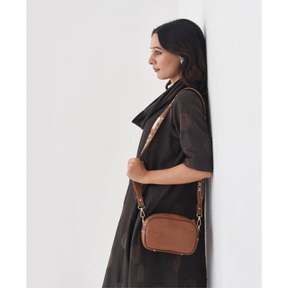 Vaaya Fawn and Black Polka Dot Cowl Neck Maxi Dress