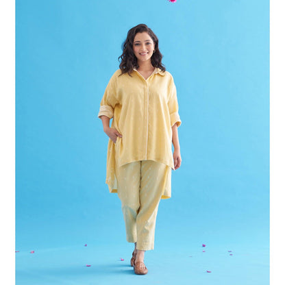 Vaaya Butter Yellow Handwoven Cotton Anti-Fit Co-Ord Set