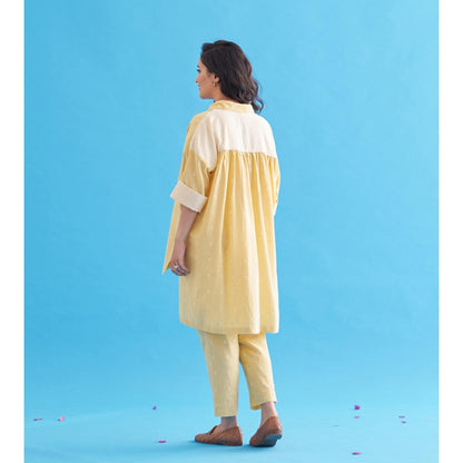 Vaaya Butter Yellow Handwoven Cotton Anti-Fit Co-Ord Set