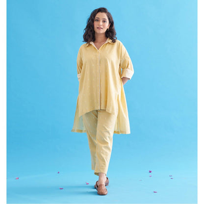 Vaaya Butter Yellow Handwoven Cotton Anti-Fit Co-Ord Set