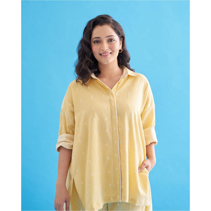 Vaaya Butter Yellow Handwoven Cotton Anti-Fit Co-Ord Set