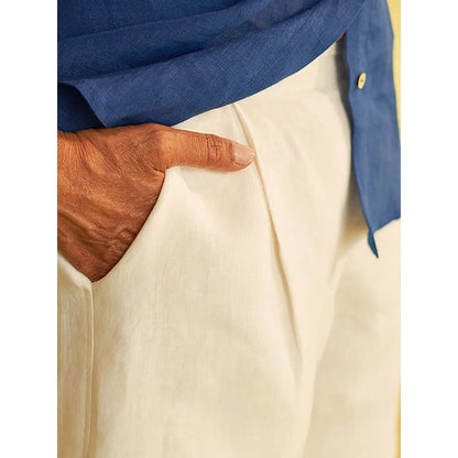 Vaaya Ivory White Pure Linen Shorts