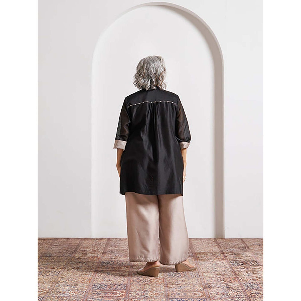 Vaaya Ink Black Silk Chanderi Top