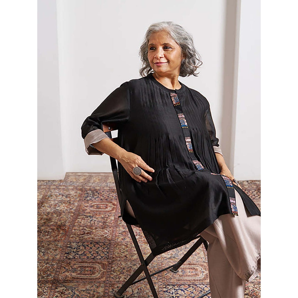 Vaaya Ink Black Silk Chanderi Top