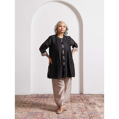 Vaaya Ink Black Silk Chanderi Top
