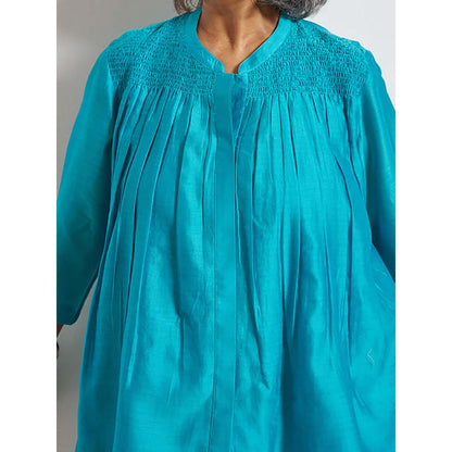 Vaaya Ferozi Blue Silk Chanderi Top