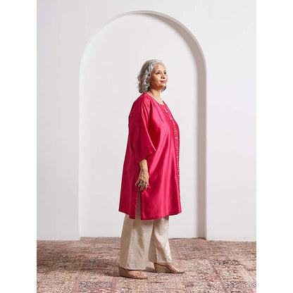 Vaaya Candy Red Silk Chanderi Anti-Fit Top