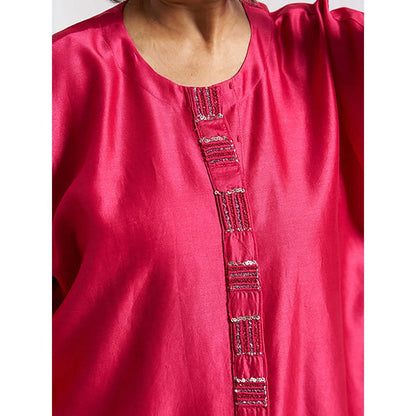 Vaaya Candy Red Silk Chanderi Anti-Fit Top