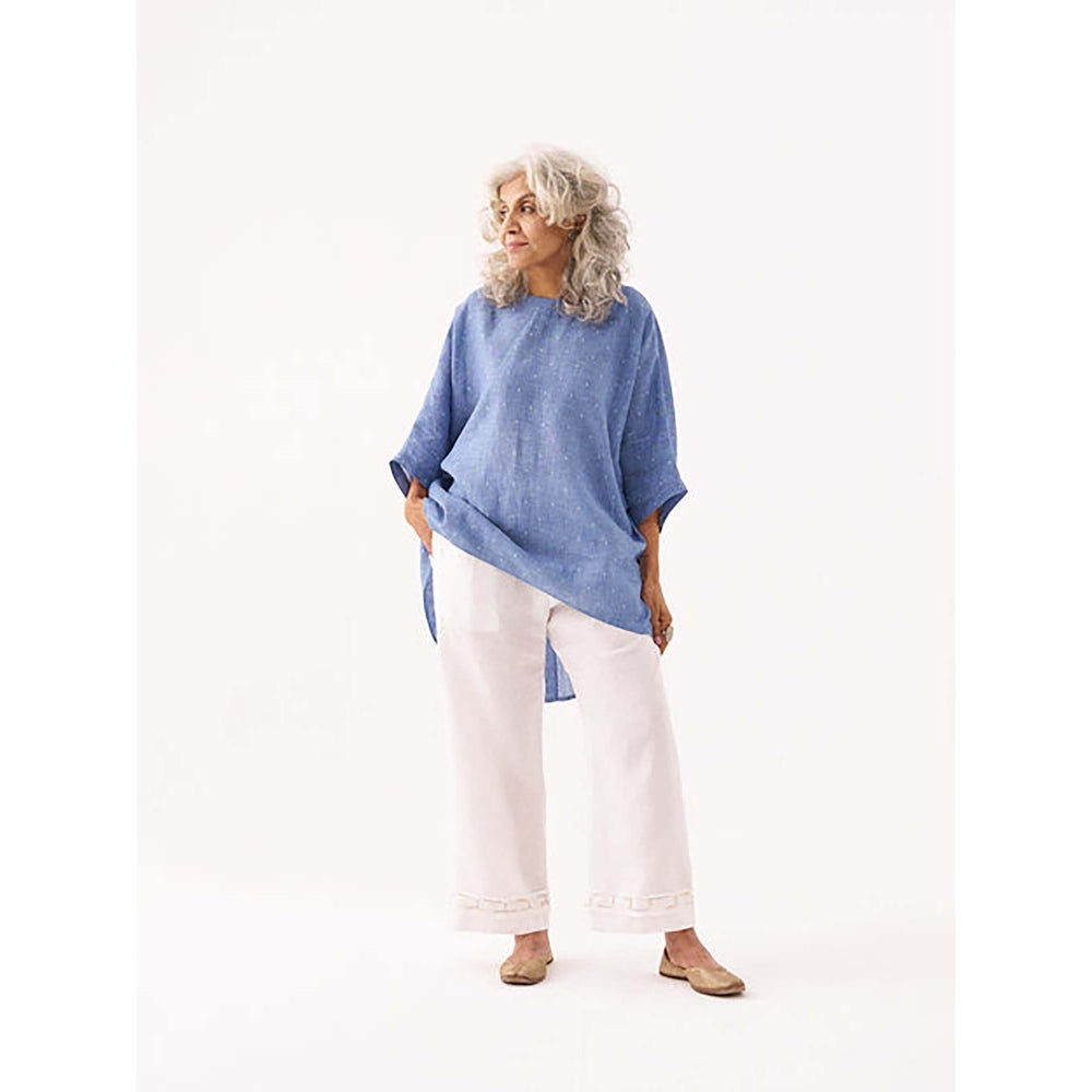 Vaaya Denim Blue Pure Linen Anti-Fit Top