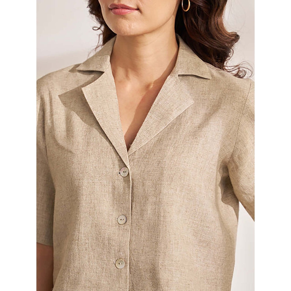 Vaaya The Sand Beige Hemp Cropped Shirt