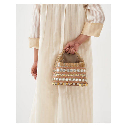 Vaaya Women Gold Leather Mini Bag