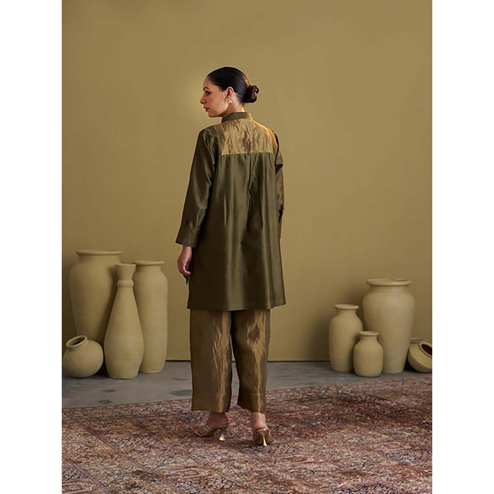 Vaaya Women Chanderi Silk Printed Top and Pant