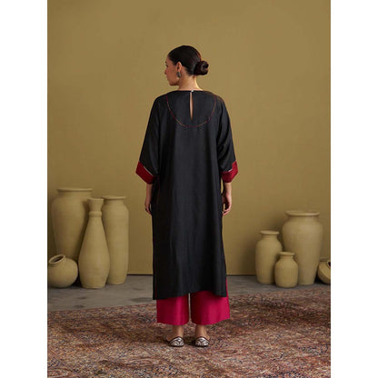 Vaaya The Black Jewel Silk Cotton and Silk Ikat Kurta and Palazzo Set