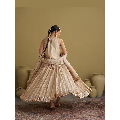 Vaaya The Gold Silk Tissue Top with Handwork