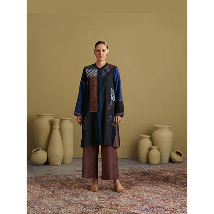 Vaaya Brown Silk Cotton Kurta and Palazzo Set